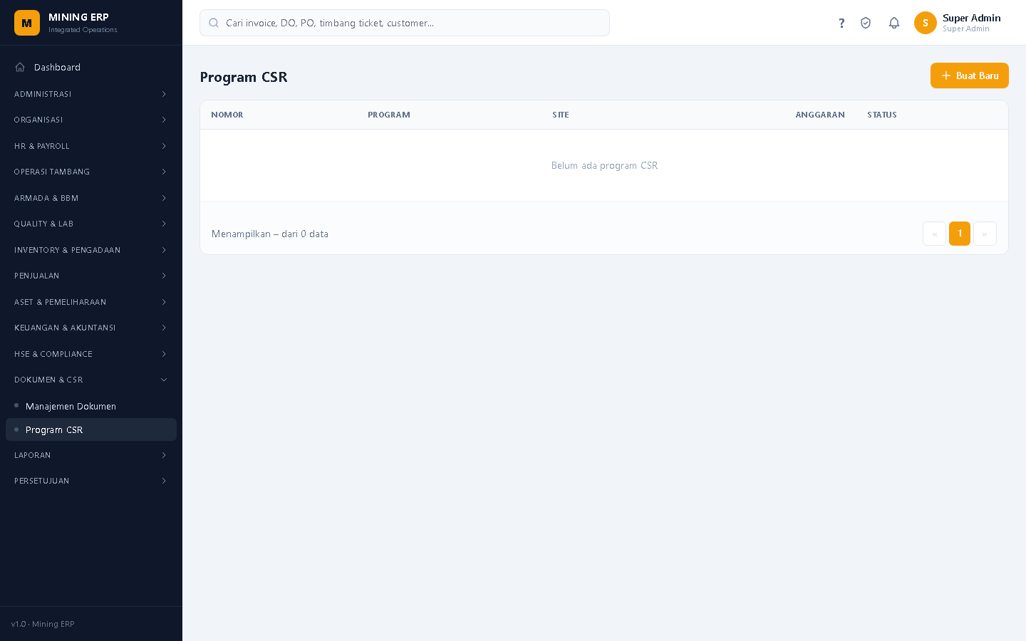 Screenshot: Program CSR