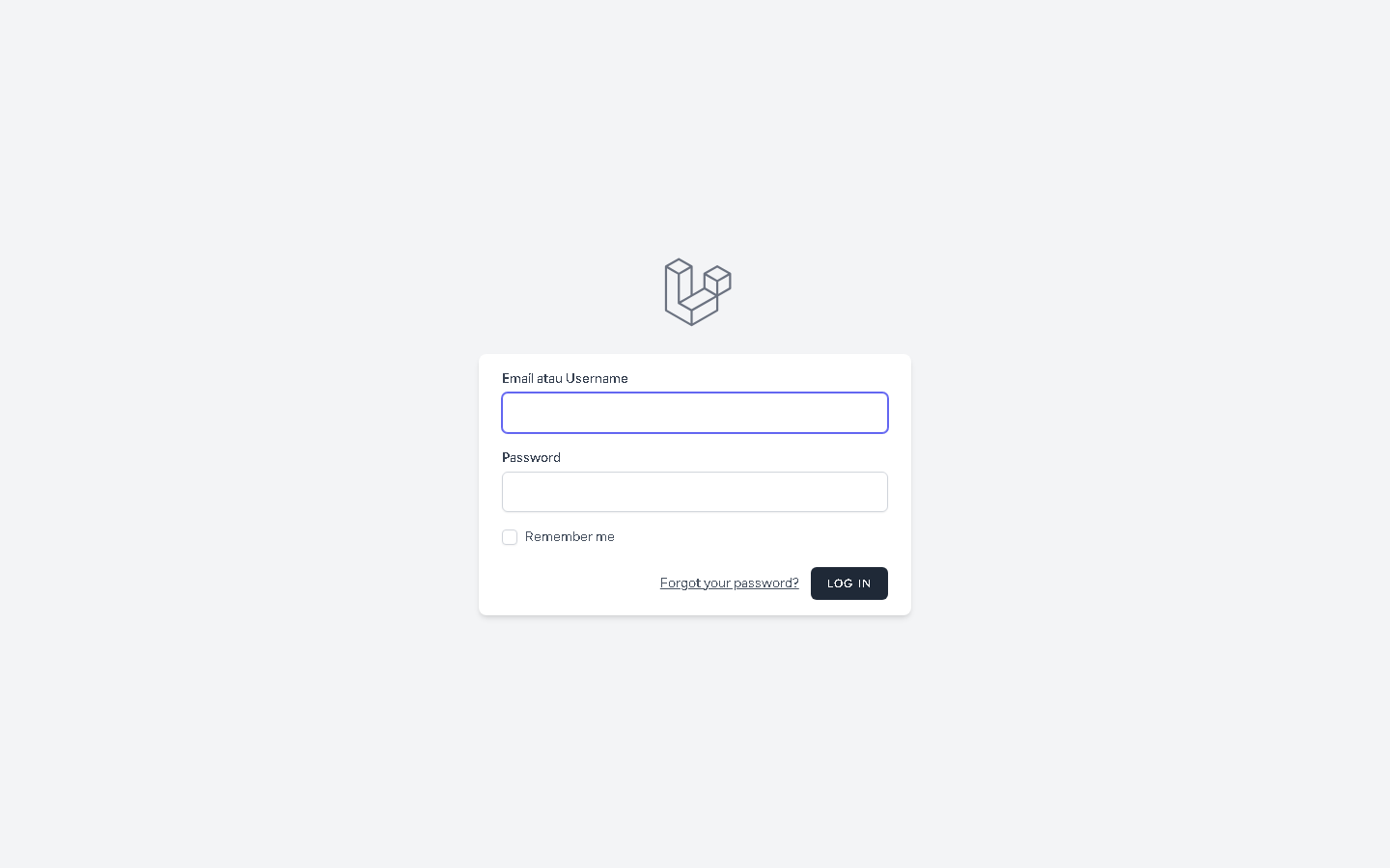 Screenshot: Login ke Mining ERP