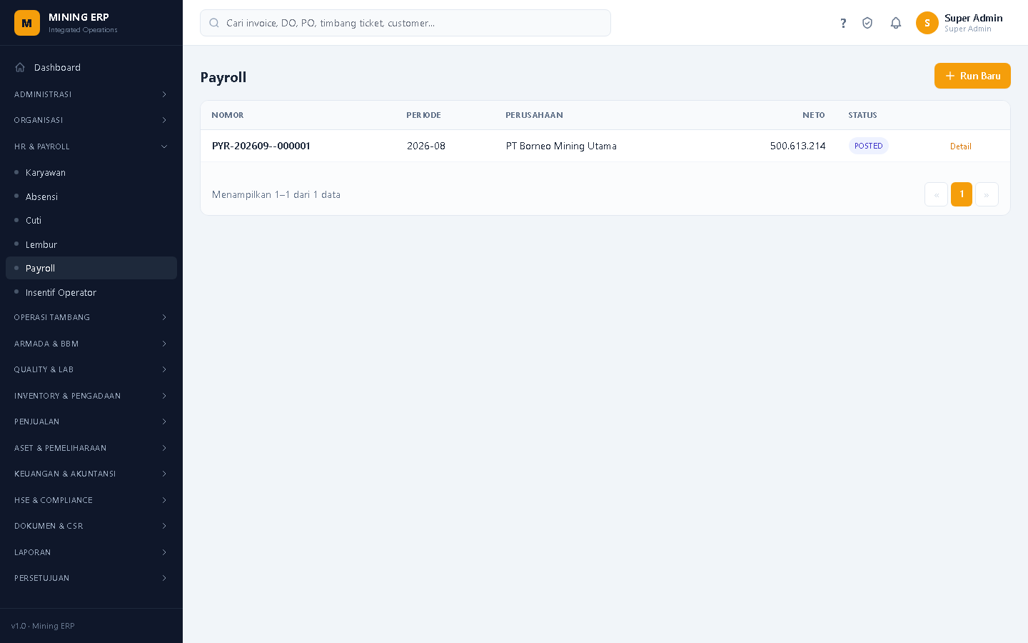 Screenshot: Payroll to Accounting