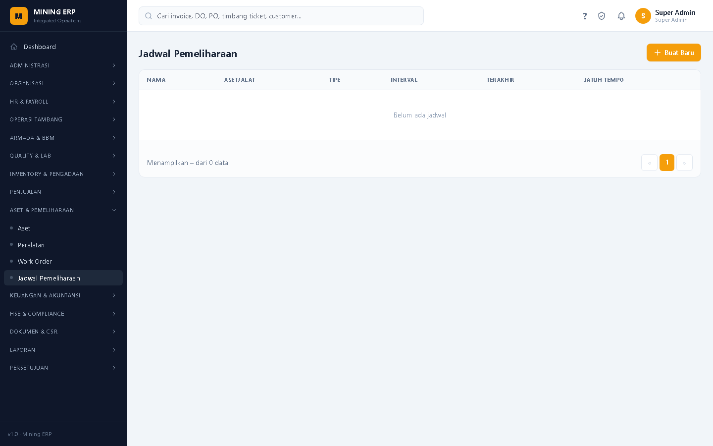 Screenshot: Jadwal Pemeliharaan