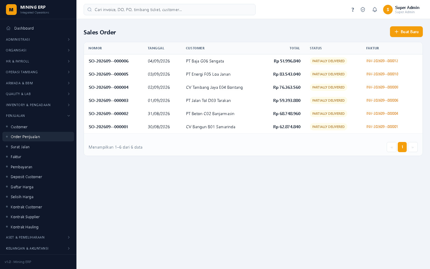 Screenshot: Order Penjualan (SO)